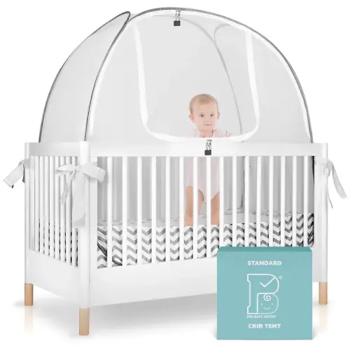 Breathable Mesh Crib Tent to Keep Baby from Climbing Out, Crib Net Canopy with Auto-Lock Zipper and Safety Latch, Crib Net to Keep Baby in, Crib Cover for Safety (Mosquiteros para Cunas de Bebes)