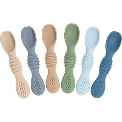 Sperric Baby Spoons Self Feeding Spoons - 6+ Months, Infant Spoons First Stage, Baby Led Weaning BPA Free Teething Spoons, Blue