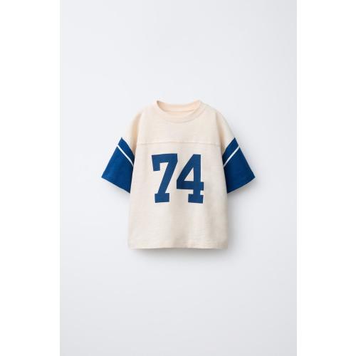 NUMBER PRINTED T-SHIRT - Oyster-white | ZARA United States