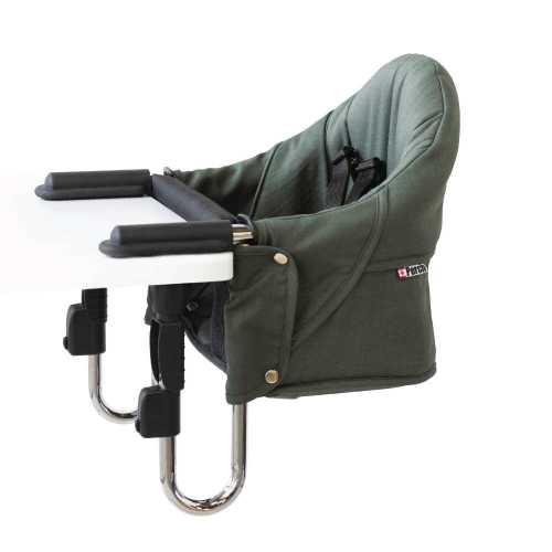 guzzie+Guss Perch Portable Hanging High Chair - Forest Green Sleek Chrome Edition