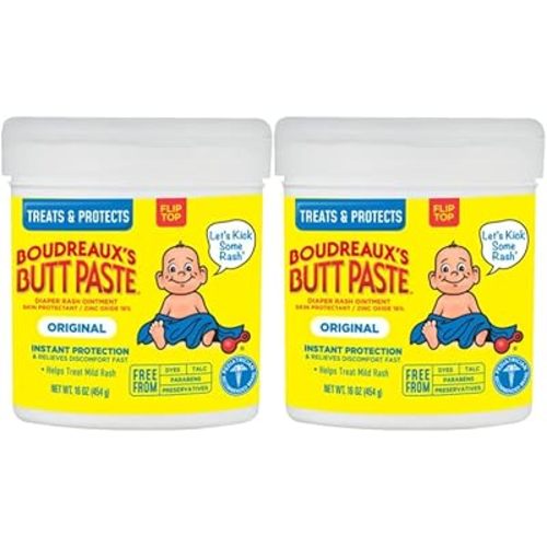 Boudreauxs Butt Paste Diaper Rash Ointment, vmhyTX, Original - Contains 16% Zinc Oxide - Pediatrician Recommended - Paraben and Preservative-Free - 2Pack (16 Ounce)