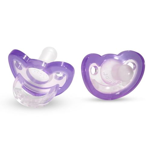 RaZbaby JollyPop Baby Pacifier for Newborns 3m+ - Soft BPA Free Medical Grade Silicone Made in The USA with a Durable one Piece Construction - Dishwasher Safe Easy to Sterilize - Lavender, Pack of 2