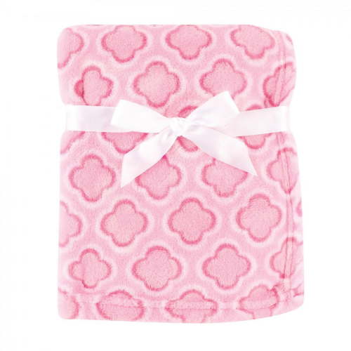Luvable Friends Baby Girl Coral Fleece Blanket, Pink Clover, One Size