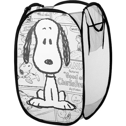 Peanuts Snoopy Collapsible Laundry Basket, Lightweight Clothes Storage Organizer, Foldable Hamper for Bedroom & Playroom