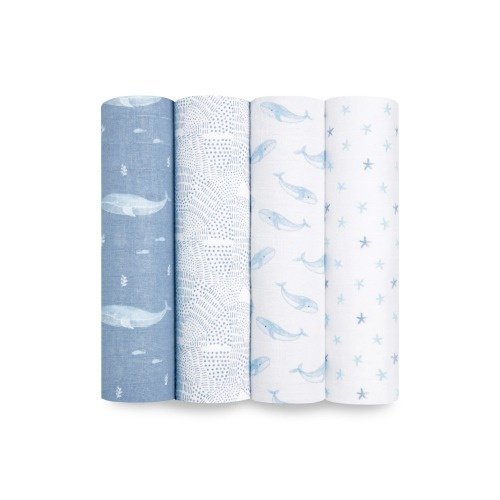 aden + anais 4-Pack Classic Swaddling Cloths, Oceanic Blue