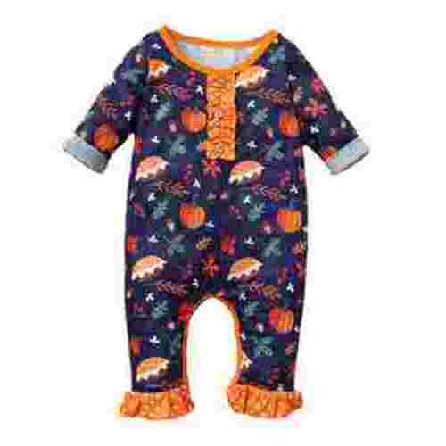 Outfits for Boys Girls, Baby Infants Halloween Outfit Print One Piece Newborn Boys Girls Onesies 0-12M Long Sleeve Holiday Party Clothing (3 Months, Orange)