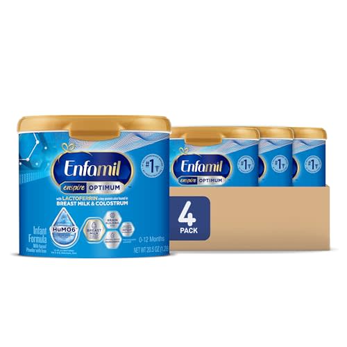 Enfamil Enspire Optimum Baby Formula, with Immune-Supporting Lactoferrin, Our Closest Formula to Breast Milk, Brain Building DHA, Dual Prebiotics, Infant Formula Powder, Baby Milk, 20.5 Oz, Pack of 4