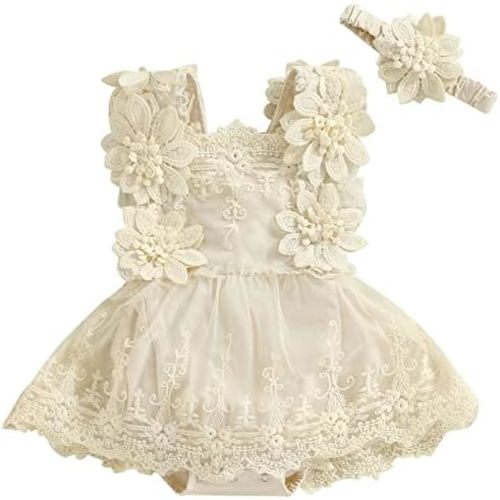 Mubineo Baby Girl Summer Clothes Lace Romper Skirt Dress Princess Outfits Sleeveless Flower Newborn Outfit