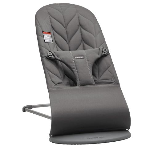 BabyBjörn Bouncer Bliss, Cotton, Petal Quilt, Anthracite 2-in-1 Adjustable Baby Bouncer Seat and Toddler Chair, Newborn to Toddler (8-29 lbs), 4 positions, Lightweight & Portable
