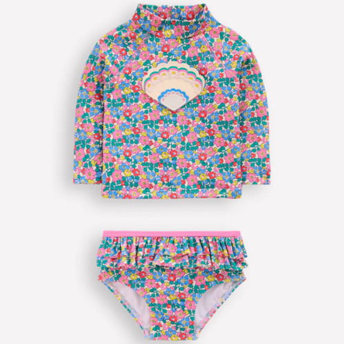 Frilly Rash Vest Set-Multi Flowerbed Shell | Boden USA