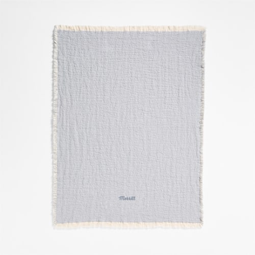 Personalized Supersoft Organic Cotton Gauze Smoke Blue Baby Stroller Blanket