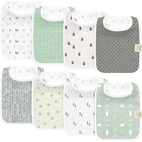 KeaBabies 8-Pack Organic Baby Bibs for Boys, Girls - Super Absorbent Cotton Drool Bibs for Baby Girl & Boy, Teething Toddler, Drooling Newborn, Ultra Soft & Machine Washable (Nordic)
