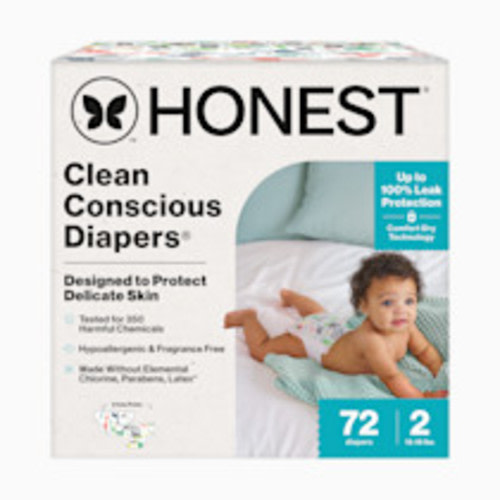 The Honest Company Clean Conscious Disposable Diapers Newborn-Size 2 - Giraffes + Barnyard Babies, Size 2, 72 Count