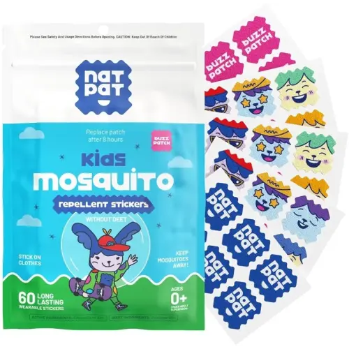 NATPAT Buzz Patch Mosquito Patch Stickers for Kids - Plant Based Ingredients, Non-Toxic - The Original All Natural Citronella Essential Oil Insect Patch, DEET Free, for Toddlers, Kids (60 Pack)