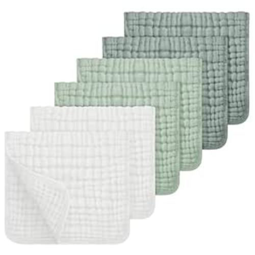 Amazon.com: Looxii Muslin Burp Cloths 100% Cotton Muslin Cloths Large 20''x10'' Extra Soft and Absorbent 6 Pack Baby Burping Cloth for Boys and Girls White+Green : Baby