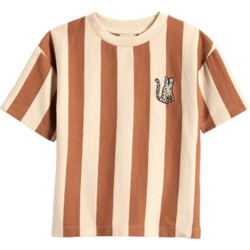 Kids' Stripe Leopard Embroidered Cotton Graphic T-Shirt
