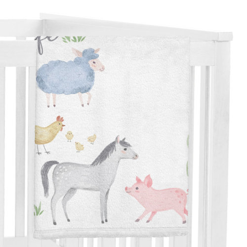 Sweet Jojo Designs Farm Animals OnThe Farm Fleece Baby Blanket | Wayfair