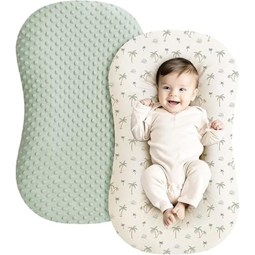 Konssy Minky Baby Lounger Cover 2 Pack, Soft and Breathable Newborn Lounger Cover Slipcover for Girls Boys, Covers Only