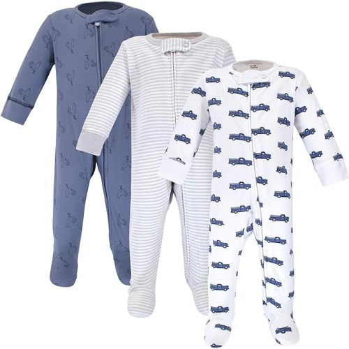 Touched by Nature unisex baby Organic Cotton and Play Sleepers, Truck, 0-3 Months US