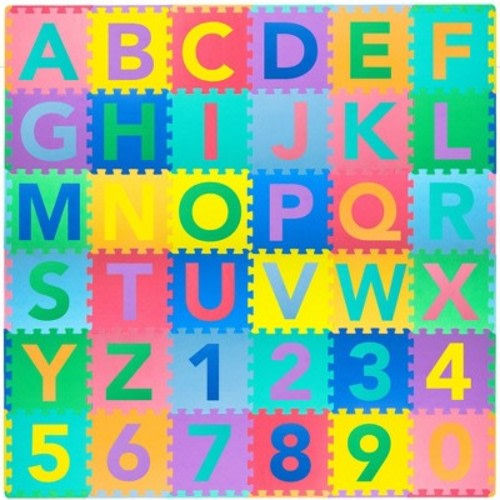 ProSource Kids Solid Floor Play Mat 3/8-in, Color: Alphabet and numbers, Size: 36sf
