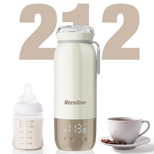 Portable Bottle Warmer for Travel, 18.6 Oz Portable Milk Warmer, 98-212℉ Adjustable, Baby Bottle Warmer On The Go with 12000mAh Battery, Fast Heating Water Warmer with Keep Warm & Sterilization