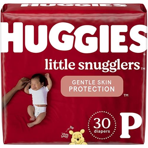 HUGGIES Little Snugglers Baby Diapers, Size Preemie, 30 Count, Convenience Pack (Packaging May Vary)
