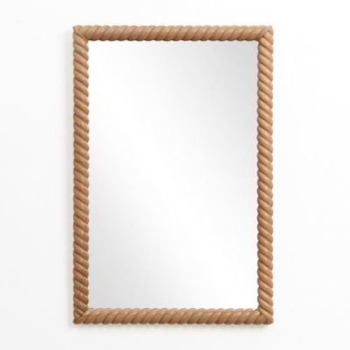 Luxenhome Beech Wood Frame Rectangle 35.4-inch Tall Wall Mirror, Accent And Vanity Brown