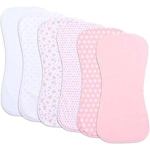 6 Pack Cotton Baby Burp Cloths Extra Absorbent Soft for Baby Boys and Girls