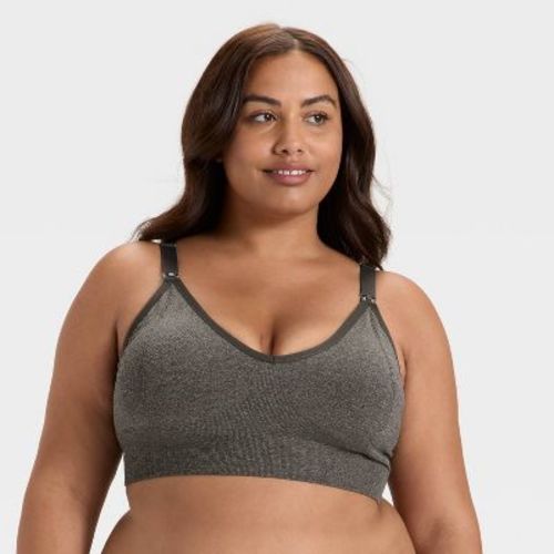 Women's Seamless Light Support Nursing Sports Bralette - Auden™ Heathered Gray 1X