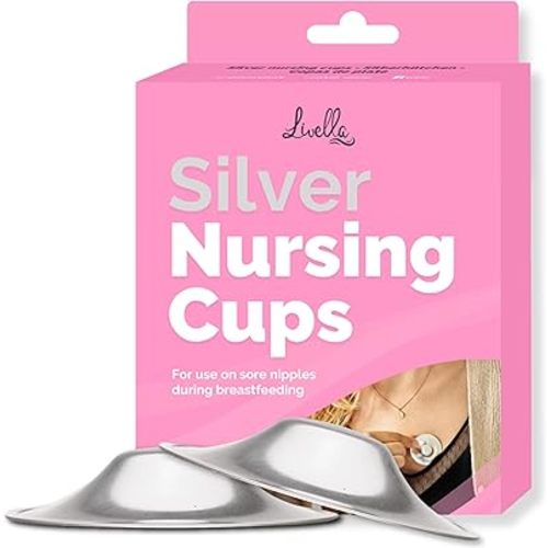Original Silver Nursing Cups - Made in Germany with 999 Silver - Universal Fit - Protect and Soothe Sore Nipples - Silver Nipple Shields for Breastfeeding - FDA-Registered