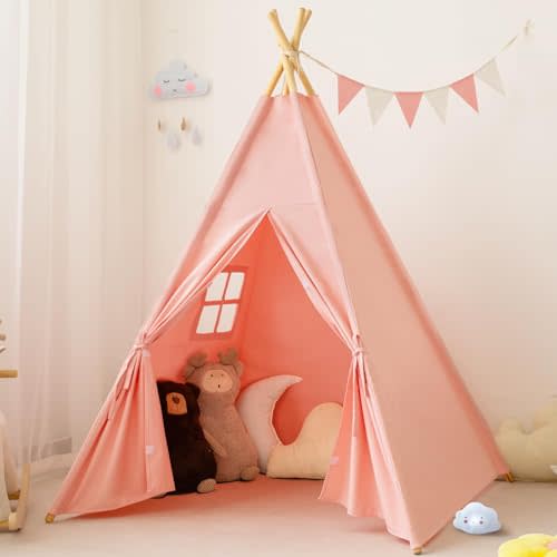 RongFa Teepee Tent for Kids-Portable Children Play Tent Indoor Outdoor (Pink)