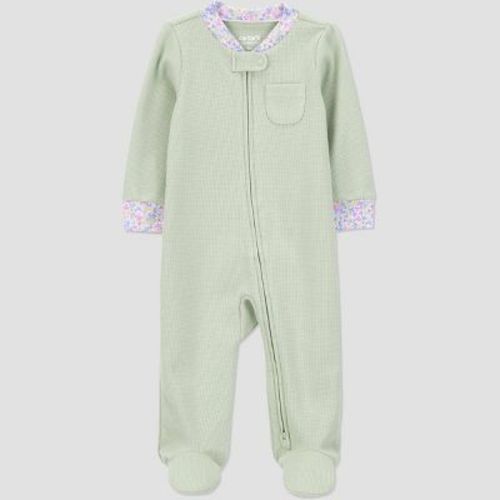 Carter's Just One You® Baby Girls' Sleep N' Play - Ivory Newborn: Floral Footed Pajamas, Two-Way Zipper