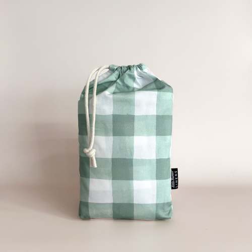 Waterproof Fitted Sheet- Green Gingham