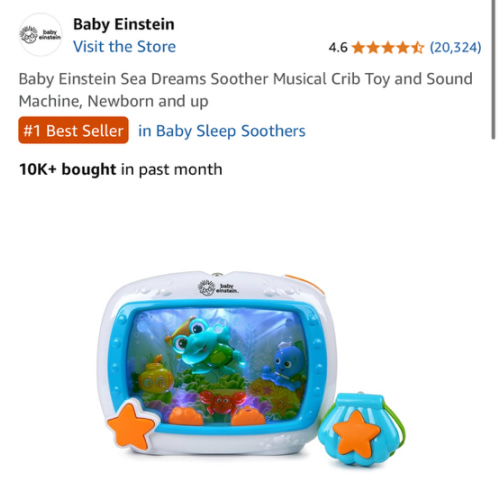 Baby Einstein Sea Dreams Soother Musical Crib Toy and Sound Machine, Newborn and up