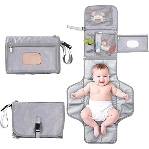 Portable Baby Diaper Changing Pad with Wipe Dispenser and Waste Bag Dispenser Detachable Diaper Changing Travel Bag with Waterproof Changing Mat Well Organized for Changing Kits