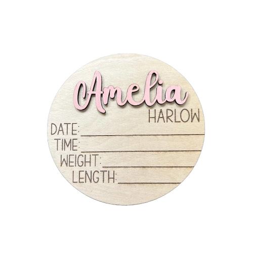 Personalized 3D Newborn Baby Name Announcement with Stats, Custom Baby Name Hospital Photo Prop, Many sizes, 12 Font Options, 30 Colors