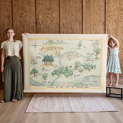 Winnie the Pooh Canvas Hanging Map | Kids Room Art | Nursery Wall Art | 100 Acre Wood Map | Kids Room Wall Decor | 154