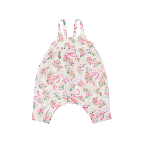Tie Back Romper, Coquette Bowsv 6-12M