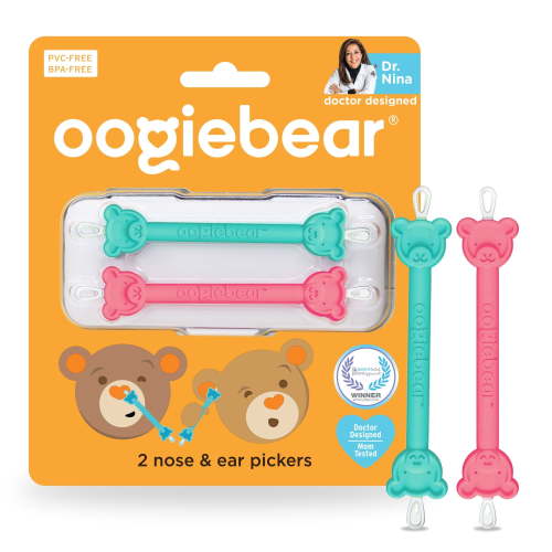 Oogiebear 2 Pack Booger and Ear Wax Picker with Case, Safe For Newborns