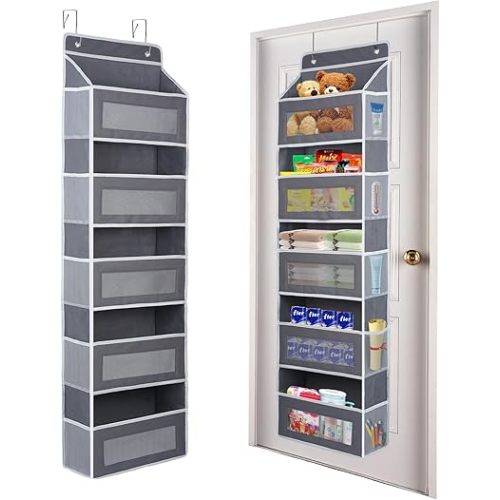Over the door organizer, Bathroom Organizers and Storage 5 Shelf Hanging with 10 Mesh Side Pockets, Stuffed Animal Storage for Pantry Laundry Bathroom Nursery Closet Baby Essential