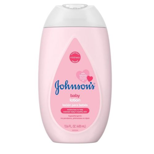 Johnson's Moisturizing Mild Pink Baby Body Lotion, Coconut Oil For Delicate Skin, Hypoallergenic - 13.6 Fl Oz