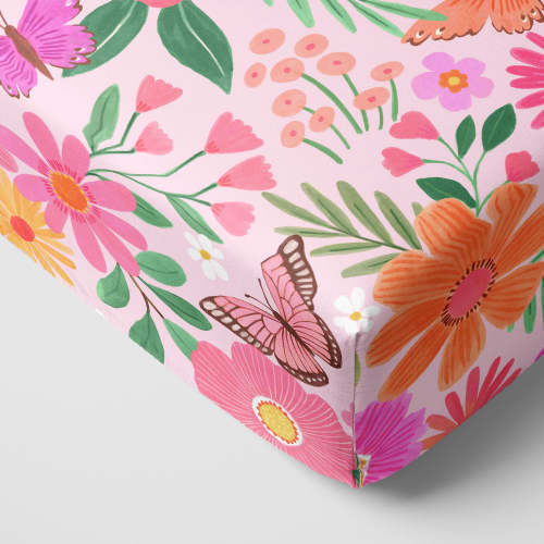 Butterfly Blooms Fitted Crib Sheet – Little Sleepies (Standard Crib)
