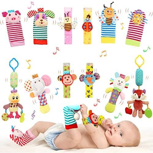 Baby Soft Rattle, Infant Wrists and Foot Finders Socks Set - Developmental Toys for Newborn