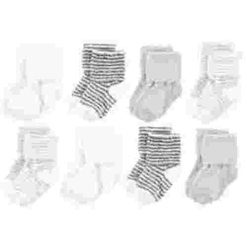 Hudson Baby Cozy Chenille Newborn and Terry Socks, Gray Stripe 8 Pack, 0-6 Months