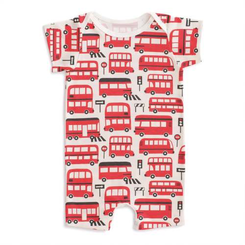 Summer Romper - Double-Decker Buses Red