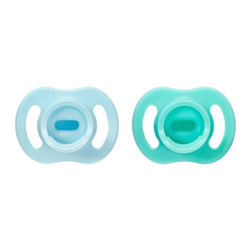 Tommee Tippee Ultralight Stay Put Silicone Pacifier 0-6m - Light Blue & Green - 2pk