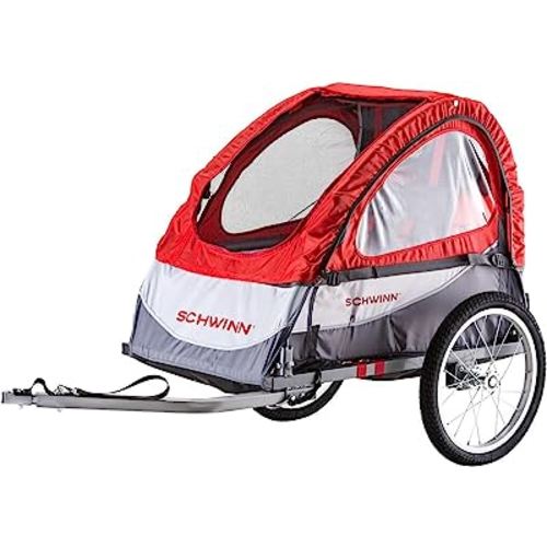 Schwinn Joyrider Echo and Trailblazer Child Bike Trailer, Single and Double Seat Baby Carrier Options, Canopy, 16 or 20-Inch Air-Filled Tires, with Bug Screen & Weather Shield, Bike Attachment