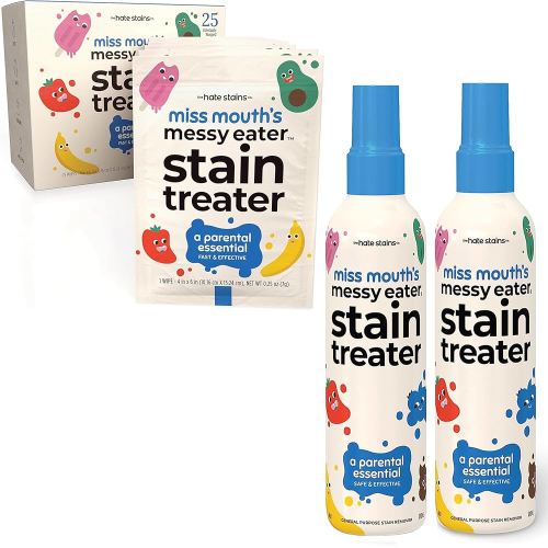 Miss Mouth's Messy Eater Stain Treater 4oz 2pack Stain Remover Spray and 25 pack Wipes