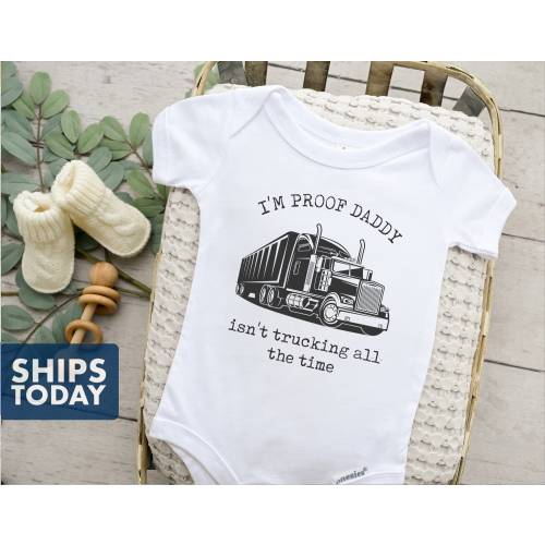 Trucker Daddy Onesie®: Funny Baby Bodysuit, Pregnancy Reveal Gift