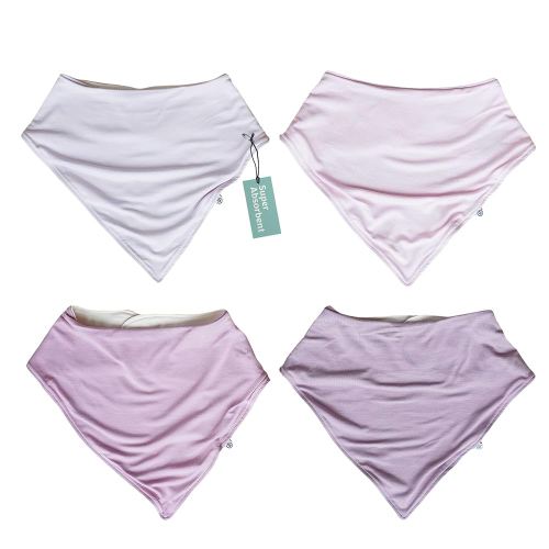 Caden Lane Bandana Bibs, Absorbent Baby Bib for Drooling, Feeding & Teething With Adjustable Double Snap Suitable for Newborns to Toddlers, Gender Neutral Gift for Baby Shower, 4 Pack, Purples